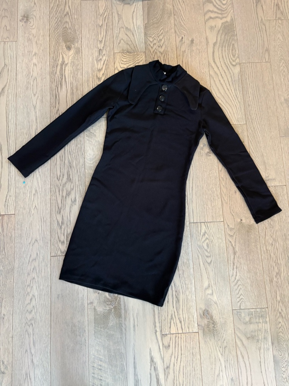 Black Long-Sleeve Ribbed Bodycon Women’s Dress